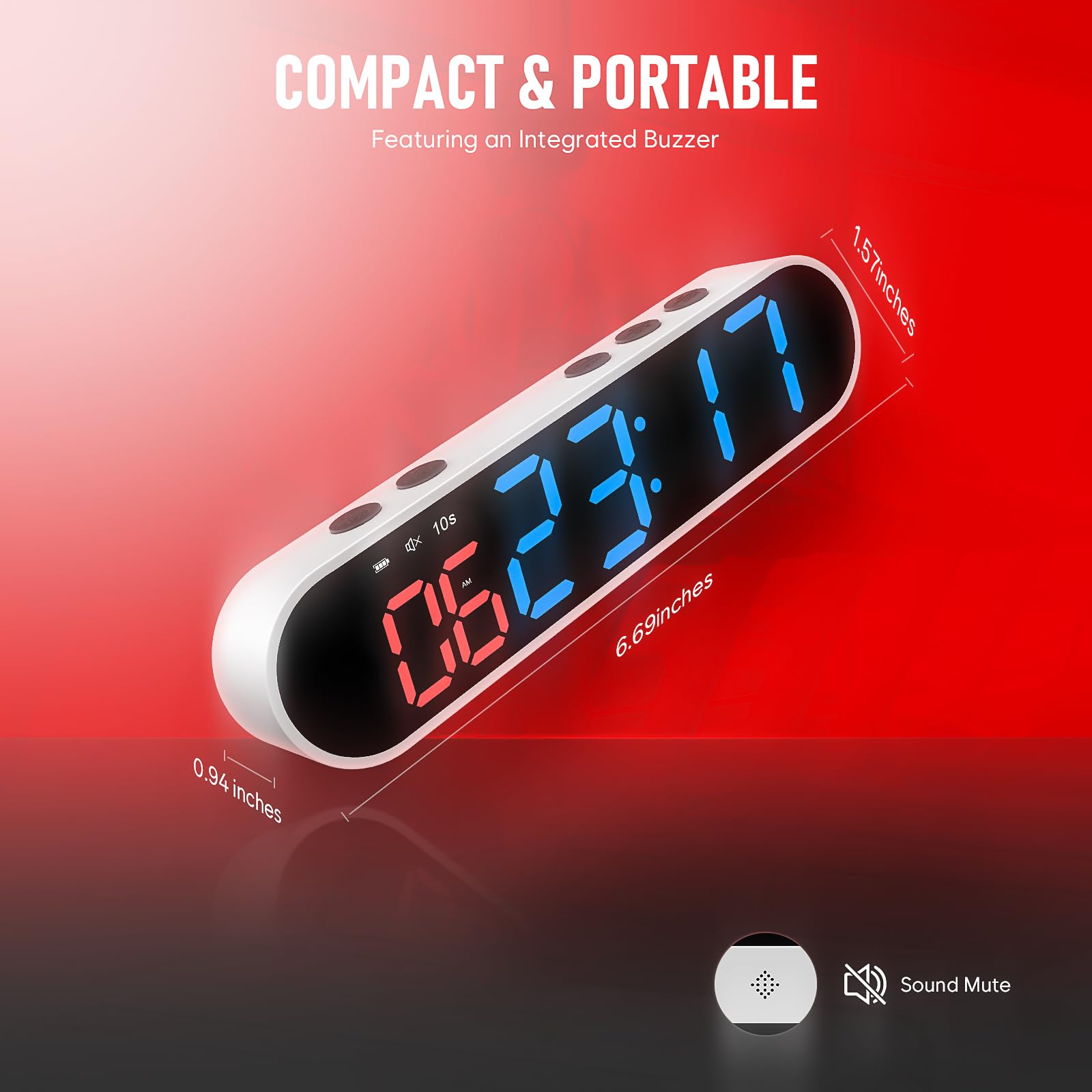 Dienmern Portable Gym Timer Clock With Strong Magnet - Workout Interval Timer With Countdown/Up/Stopwatch, 50Hours Powerful Batt