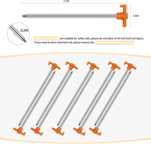 12Pcs Tent Stakes Heavy Duty Camping Stakes,Avoforest 7.1Inch Non-Rust Metal Tent Pegs Ground Stakes Tent Spikes Camping,Hiking