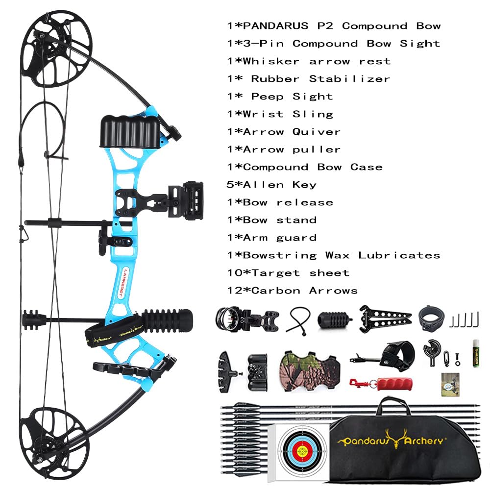 Pandarus Archery Ready To Hunt Lightweight Compound Bow Package For Adults And Youth,0-50 Lbs Draw Weight,290Fps,Limbs Made In U
