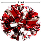 Puzine 4Pack 13'' Cheerleading Pom Poms With New Handle For Team Spirit Sports Dance Cheering Kids Adults 100G (4 Pack Red And S
