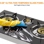 Camplux Propane Gas Stove With 21,600Btu, 3 Burners Propane Stove, Tempered Glass Camping Cooking Stove