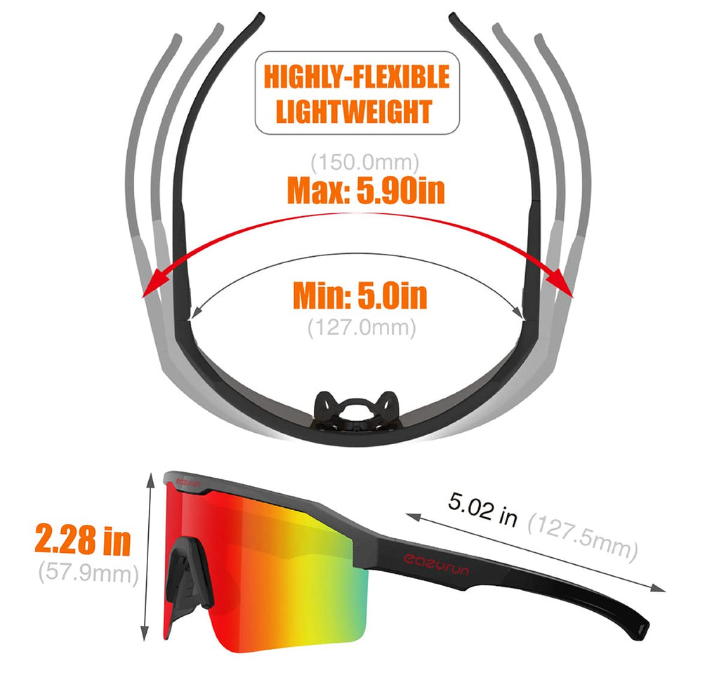 Eazyrun Polarized Sports Sunglasses For Men Women, Shield Sunglasses For Cycling Running Mtb Baseball Ski Beach Volleyball