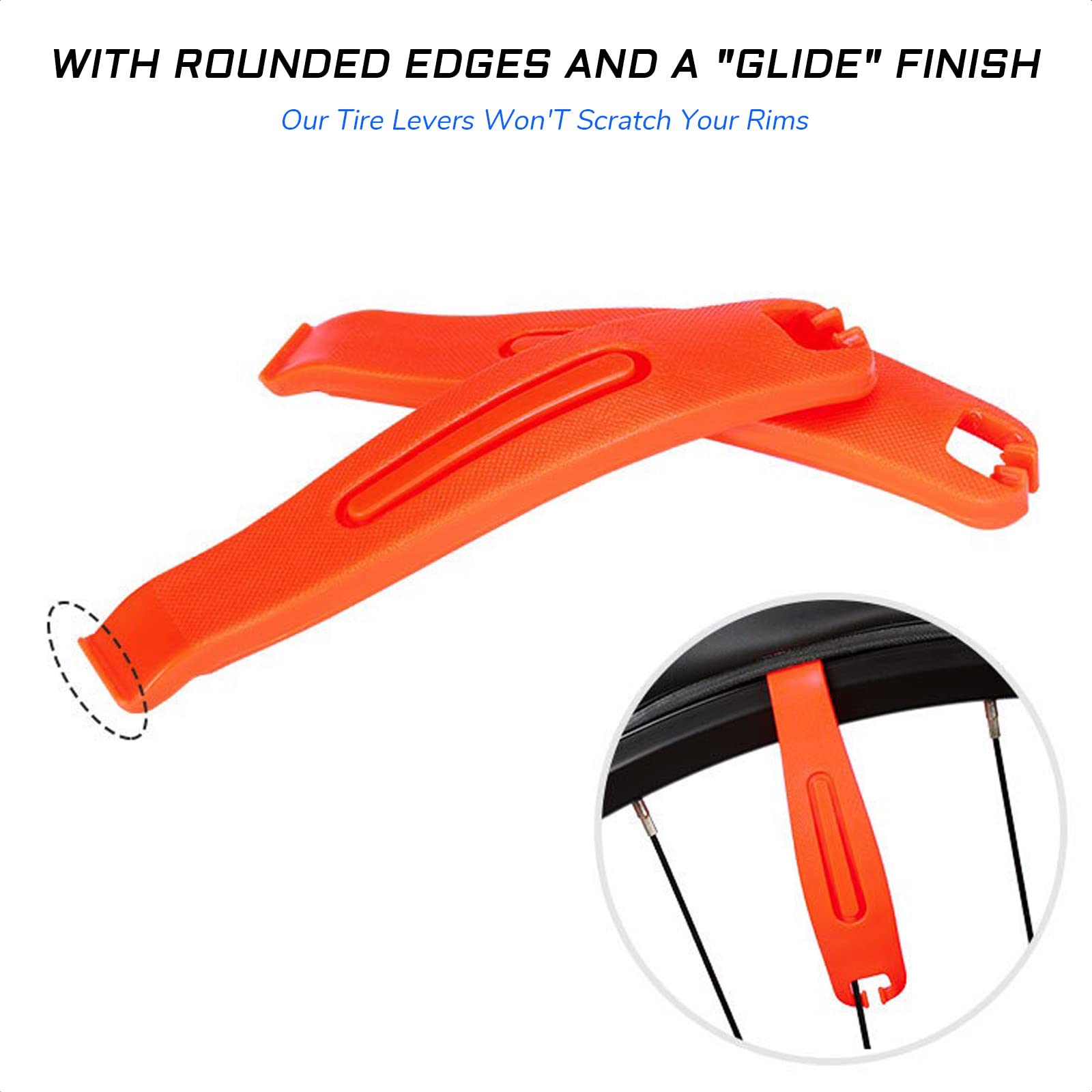 Kievode Set Of 3 Ultra Strong Bike Tire Levers  Easy Removal Tool For Mtb, Road, Or Mountain Bicycle Tires