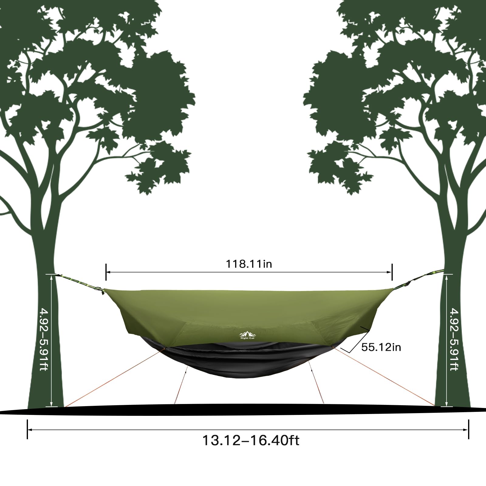 Night Cat Camping Hammock Tent: Lightweight Portable 4 In 1 Hammock With Rain Tarp And Mosquito Net For Hiking Jungle Outdoor Gr