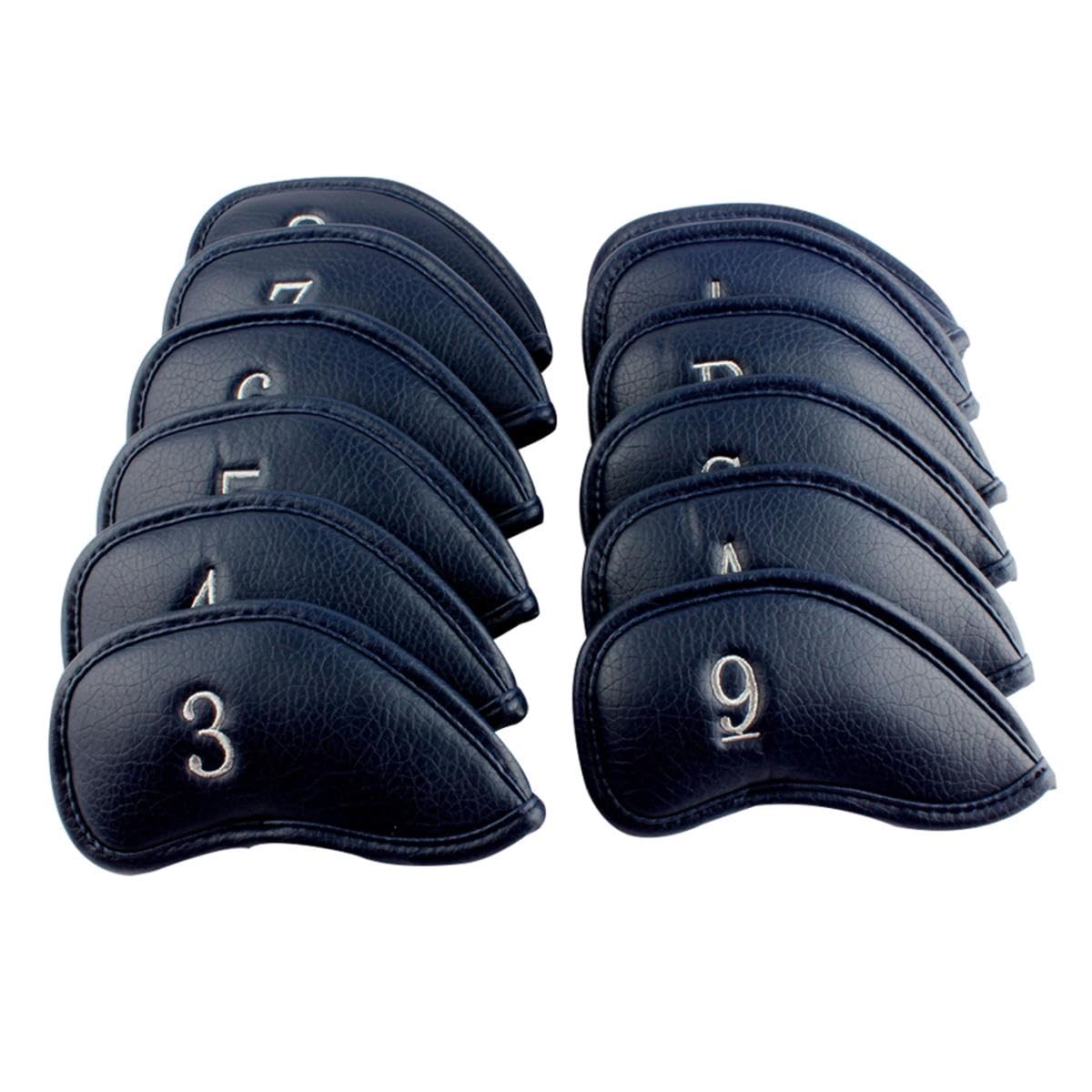 Craftsman Golf 12Pcs Thick Synthetic Leather Golf Iron Head Covers Set Headcover Fit All Brands Callaway, Ping, Taylormade, Cobr