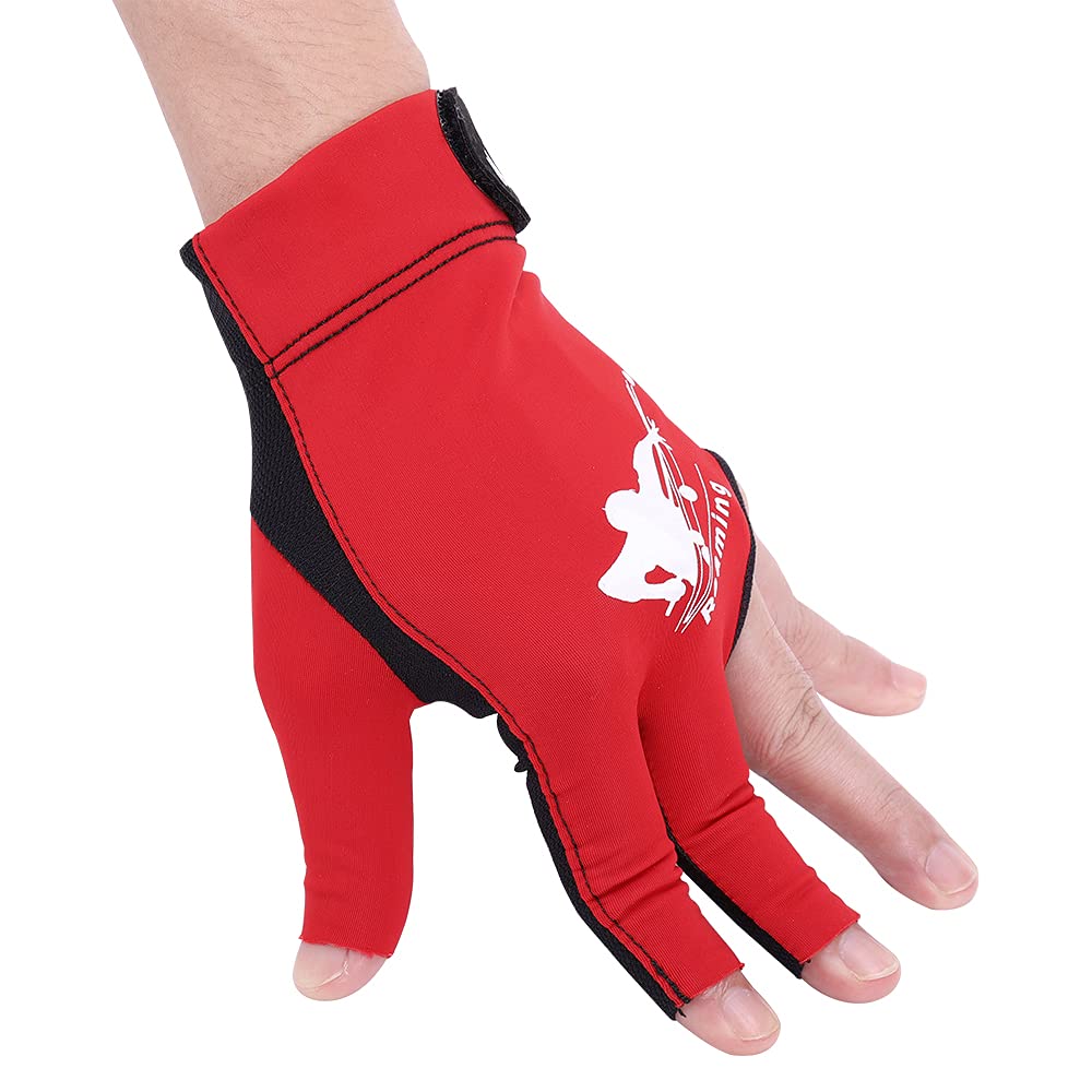 Roaming Quick-Dry Breathable Billiard Shooters Carom Pool Snooker Cue Sport Glove Fits On Left Hand (Red-Left Hand, L/Xl)