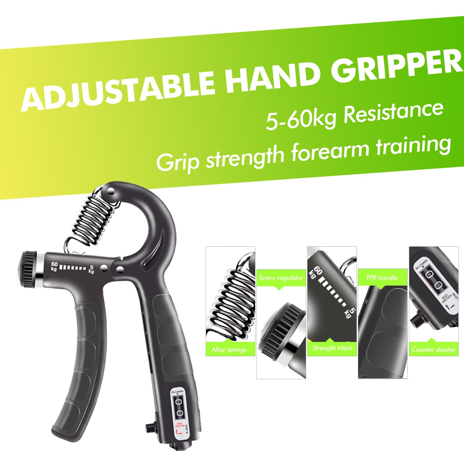 Hand Trainer Kit 8 Pack,Finger Trainer,Gyroscopic Ball, Anti Stress Ball,Grip Trainer With Counter,Finger Stretcher,Hand Grip St