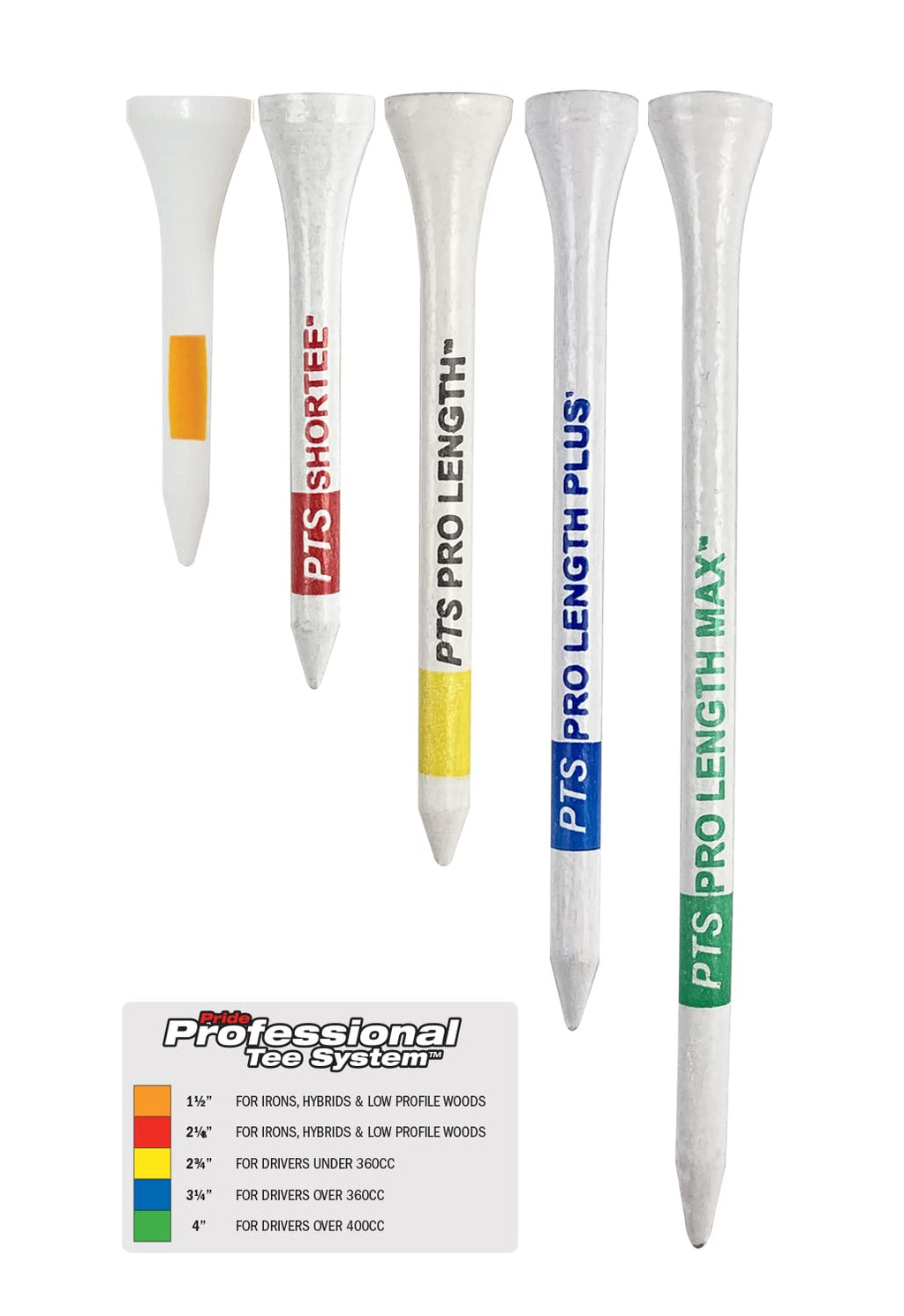 Pride Professional Tee System, 2-1/8 Inch Shortee Golf Tees - 120 Count Bag (Red On White)