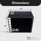 Balancefrom 3 In 1 20 Inch 24 Inch 30 Inch Foam Plyometric Box Jumping Exercise Jumping Trainer, Black & White, 16-Pound