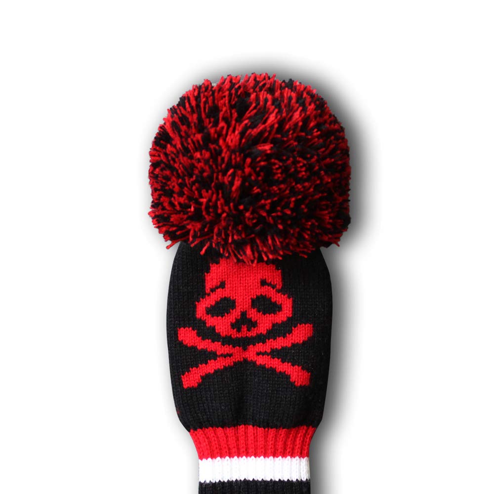 Scott Edward Knit Golf Club Covers With A Fluffy Pom Set Of 4 Mysterious And Dangerous Red Skull Head Design Driver Cover 1 Fair