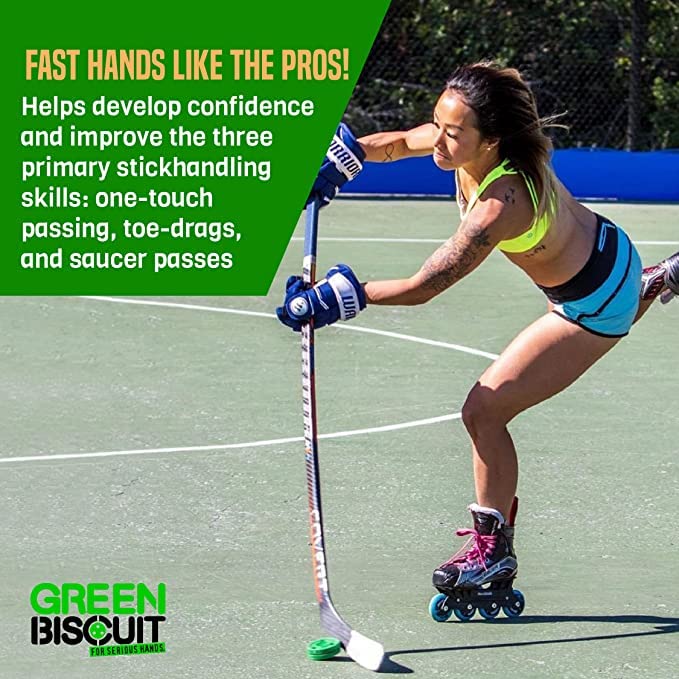 Green Biscuit Hockey Puck 2-Pack, Original, Off Ice Hockey Pucksnipe, Shooting Street Hockey Puck