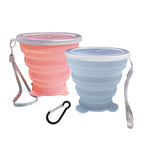 Collapsible Cup, Silicone Collapsible Travel-Cup, Expandable Folding Camping Drinking Cups With Lids Reusable Small Portable Mug