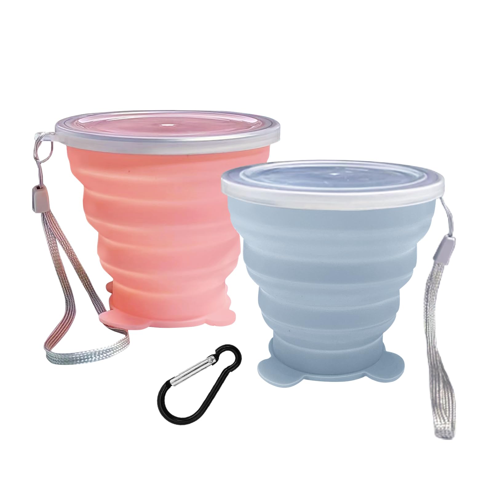 Collapsible Cup, Silicone Collapsible Travel-Cup, Expandable Folding Camping Drinking Cups With Lids Reusable Small Portable Mug
