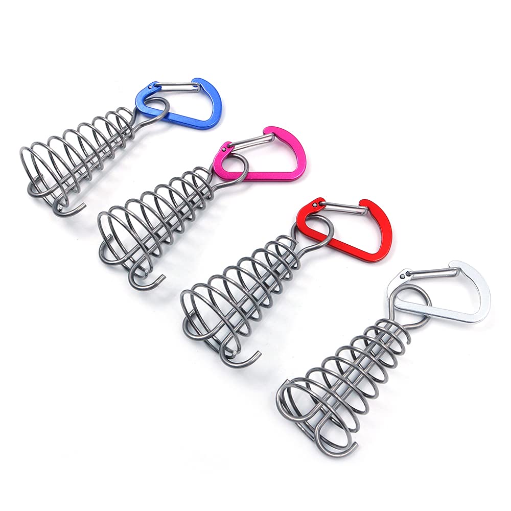 Alnicov 10Pcs Round Deck Anchor Pegs,Tent Awning Anchor With D-Shaped Carabiners For Camping Outdoor Timber Deck Plank Parts (Ra