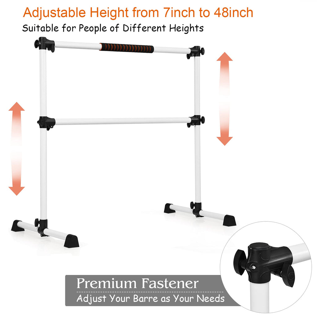 Gymax Ballet Barre, Portable Pilates Barre Freestanding With Double Dance Bar Stable Construction, For Dancing Stretching Ballet