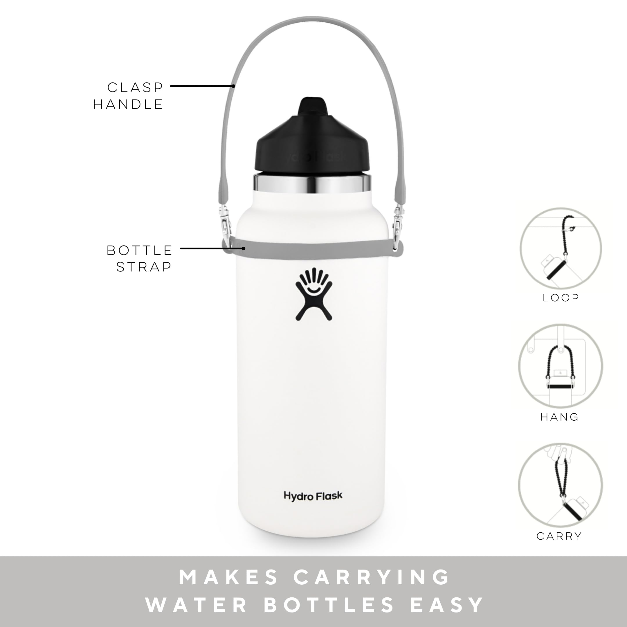 Ryan & Rose Water Bottle Handle - Silicone Water Bottle Sling, Carrier, Holder With Strap Compatible Stanley Cup Accessories (Fl