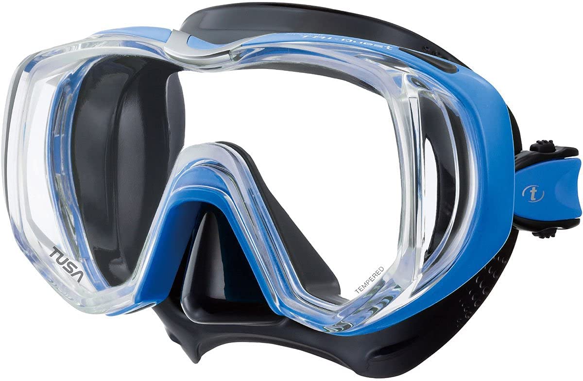 TUSA M-3001 Freedom Tri-Quest Scuba Diving Mask, Black/Fishtail Blue