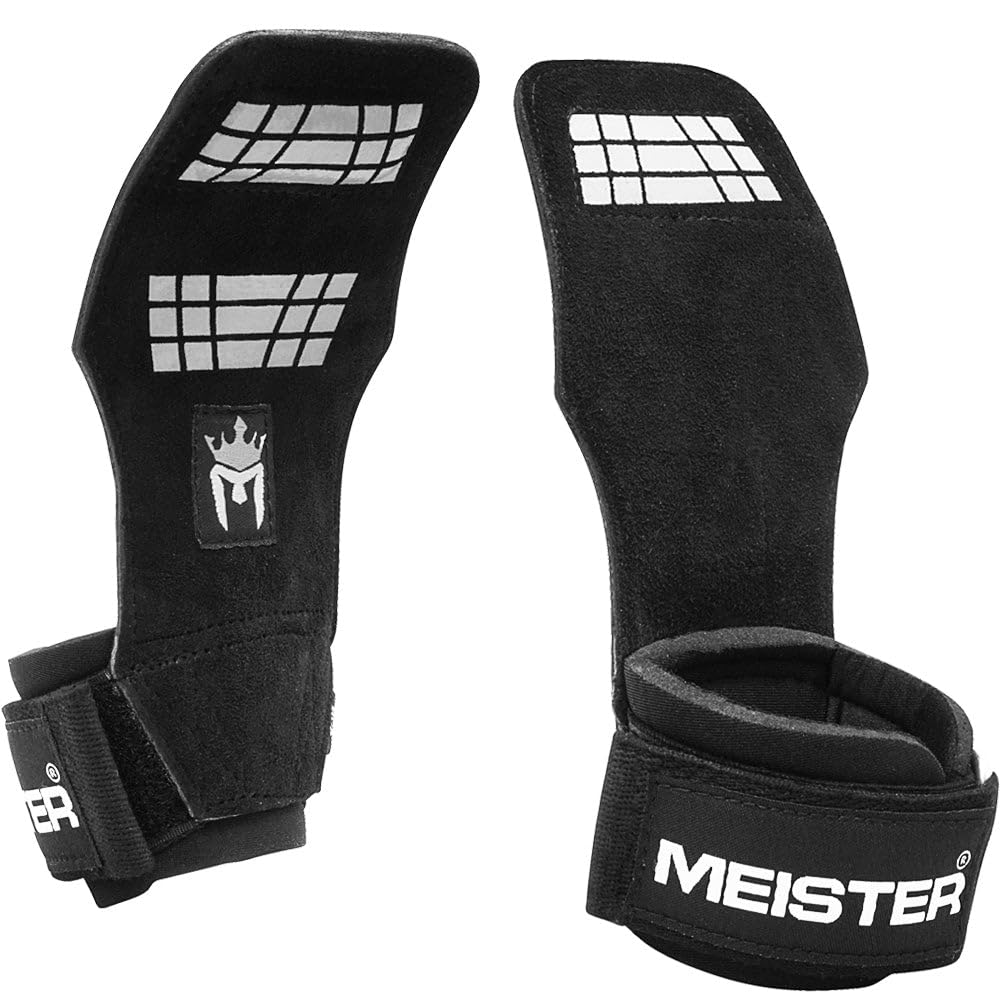 Meister Elite Leather Weight Lifting Grips W/Gel Padding (Pair) - X-Small