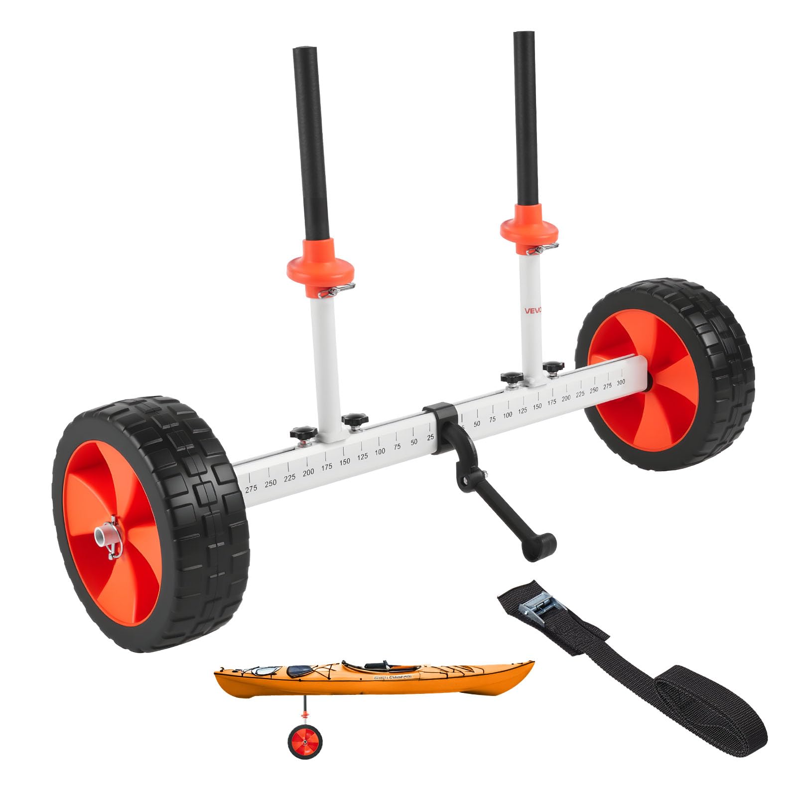 VEVOR Kayak Cart, 230 lbs Load Capacity, Canoe Cart Dolly with 10-inch Solid PU Tires & Kickstand, Assembles & Disassembles With