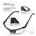 Xaegistac Shooting Glasses With Case Anti Fog Hunting Safety Glasses For Men Women (Clear Lens-Green Frame)