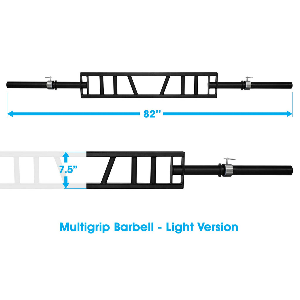 Yes4All Multi Grip Barbell - Swiss Bar, American Bar With 2 Collars, Fits Olympic Weight Plates - Commercial And Home Gym & Supp