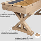 Freetime Fun 12 Ft Shuffleboard Table Multi Game Solid Wood Game Tables For Game Room - Shuffleboard Bowling Pin Set, Pucks, Wax