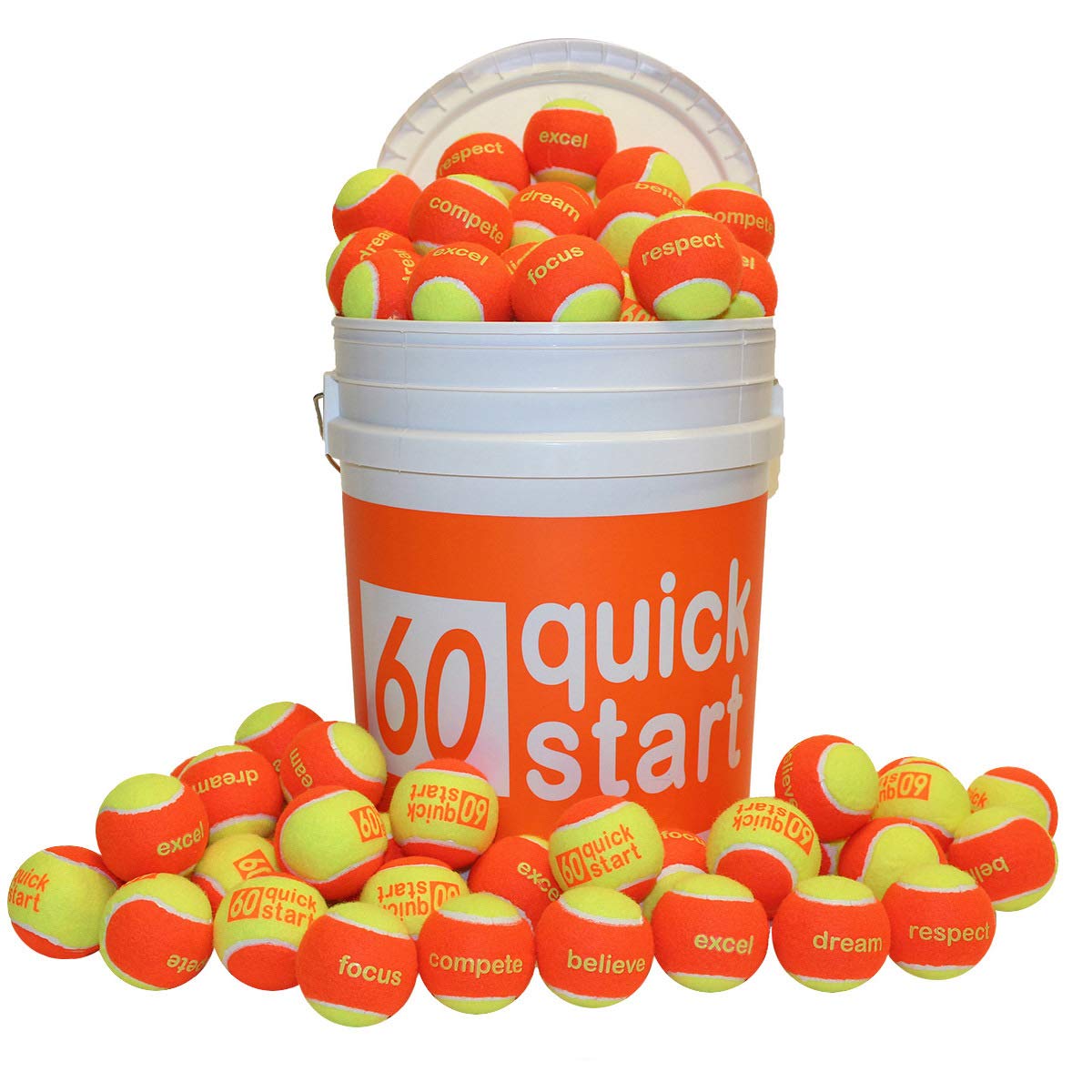 Oncourt Offcourt Quick Start 60 - 36 Orange Transition Tennis Balls w/Slogans