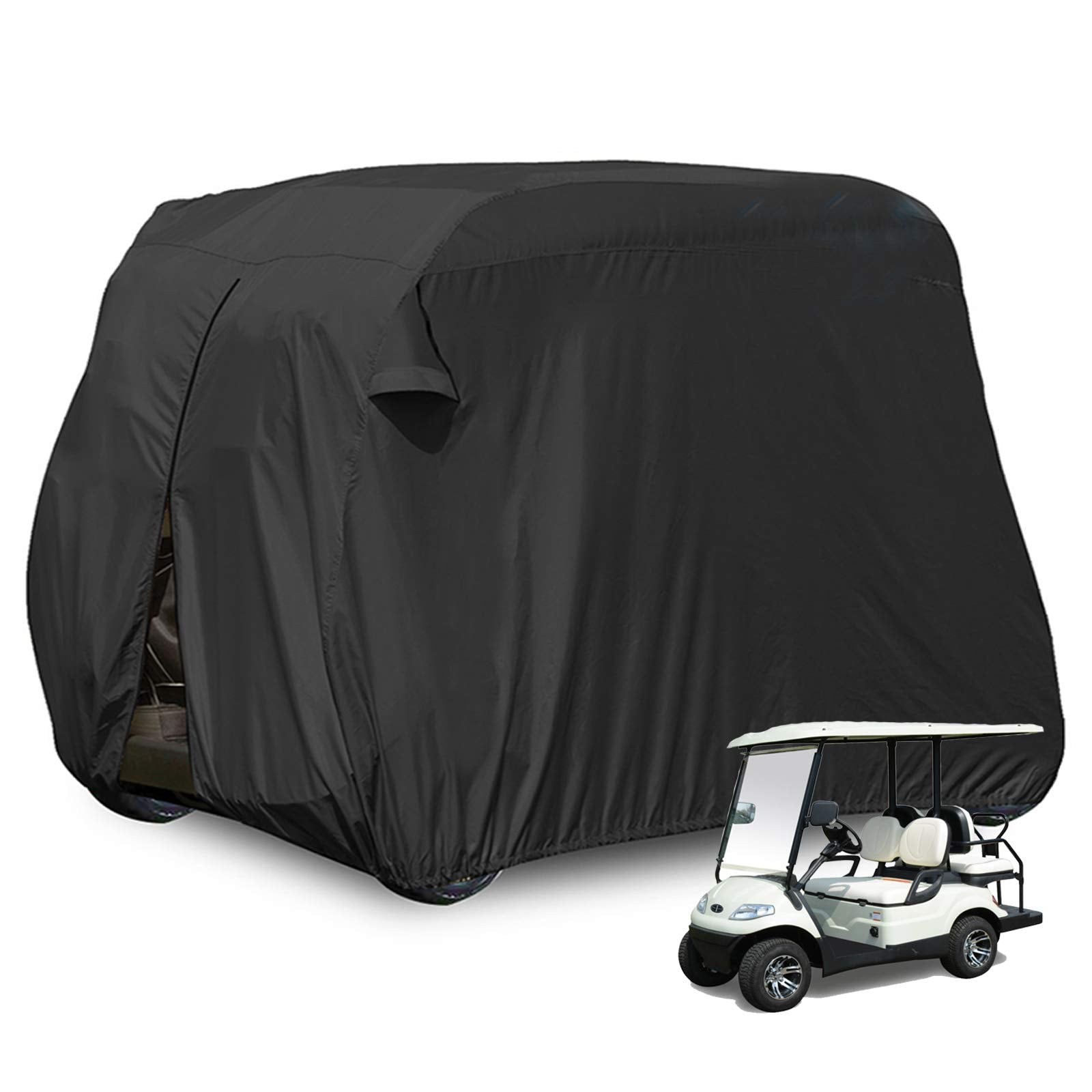 moveland 4 Passenger Golf Cart Cover Outdoor AccessoriesWaterproof Dust, Extra PVC Coating Custom Cart Cover Compatible with EZ 