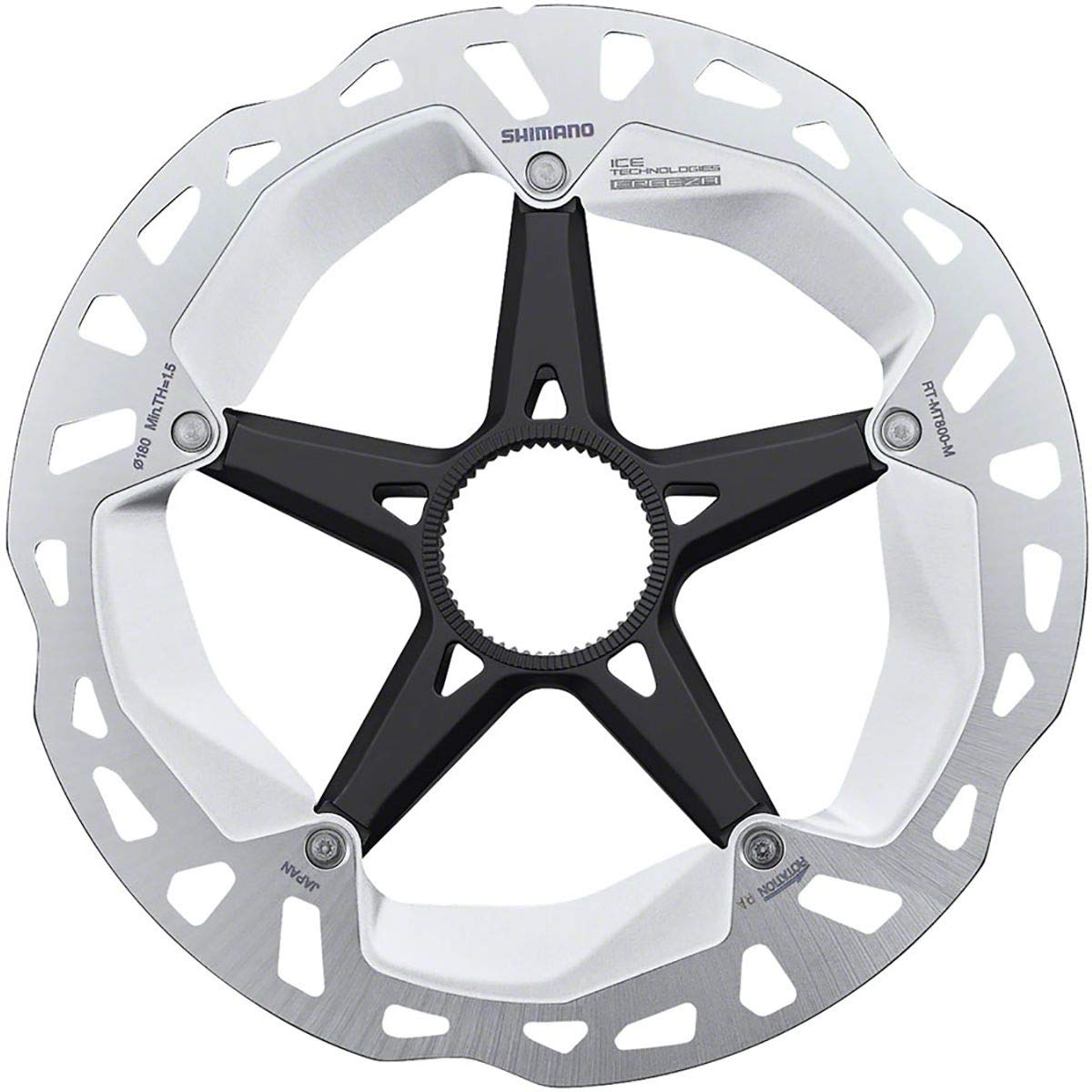 Shimano Deore Xt Rt-Mt800-M Disc Brake Rotor With External Lockring - 180Mm, Center Lock, Silver/Black