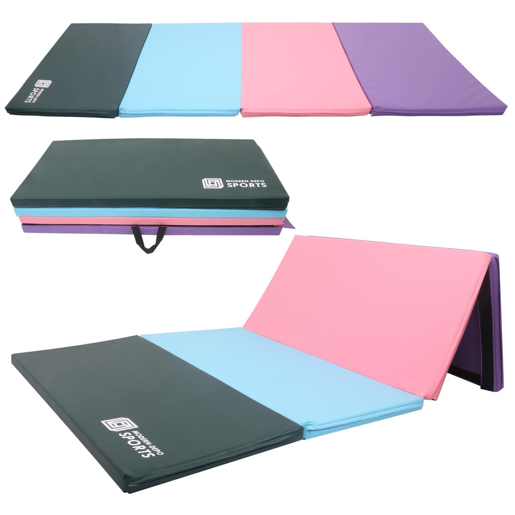Gymnastics Mat 8X4X2'' Foldable Tumbling Mats With Carrying Handles Four Fold Thick Exercise Mat For Home Aerobics Stretching Yo