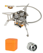 Dzrzvd Windproof Portable Backpacking Stove Burner,Piezo Ignition,Stove Adapter,Safe Pipeline,High-Power,Lightweight,Propane But