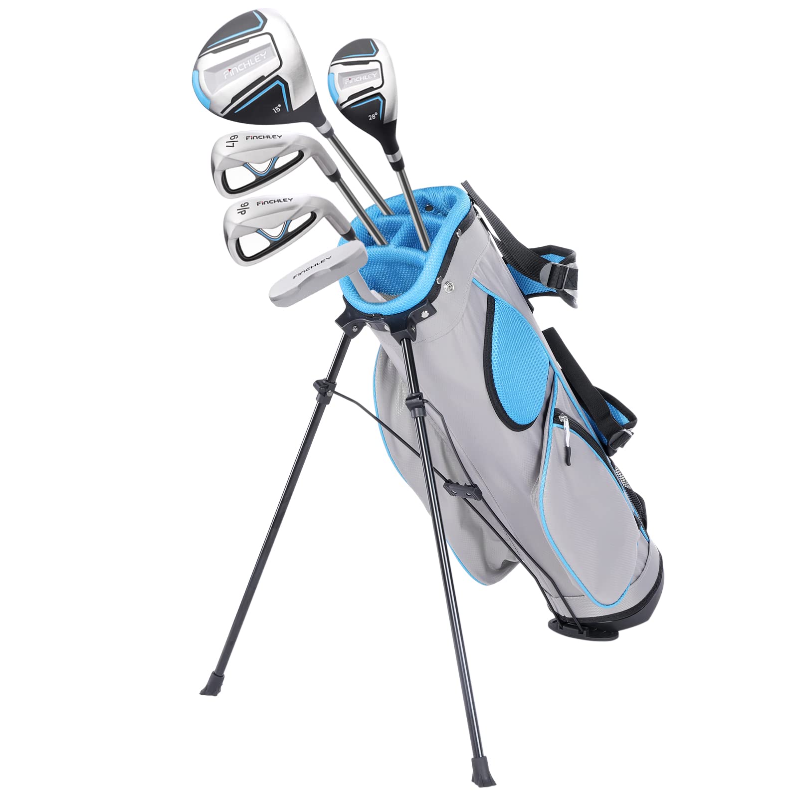 FINCHLEY Kids Golf Clubs Set for Boys & Girls Aged 8-12, Includes Driver, Hybrid, 7# & 9# Irons, and Putter for Right Hand, Blue