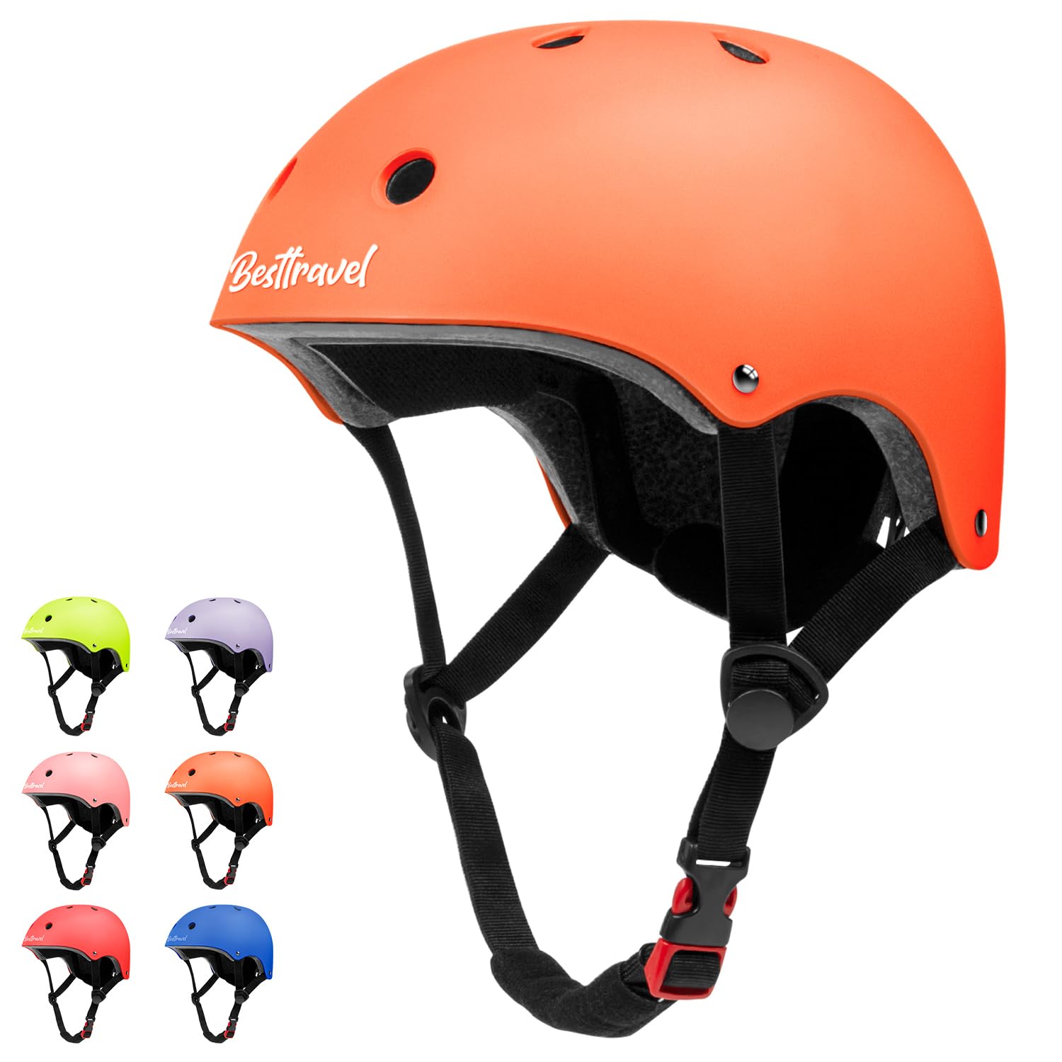 Besttravel Kids Helmet, Toddler Adjustable Toddler Bike Helmet Ages 3-8 Years Old Boys Girls Multi-Sports Safety (Orange)