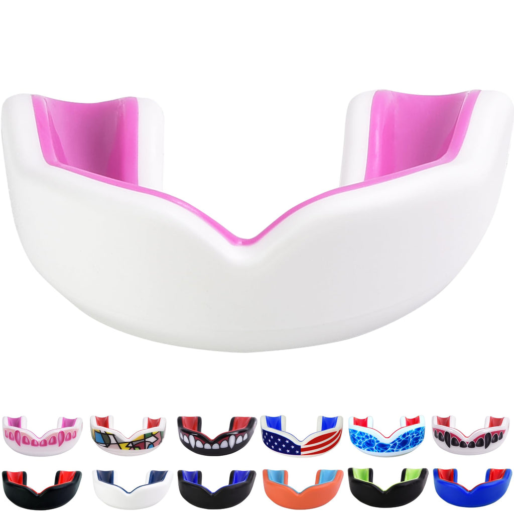 Oral Mart White/Pink Youth Mouth Guard For Kids - Youth Mouthguard For Karate, Flag Football, Martial Arts, Taekwondo, Boxing, F