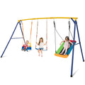 HONEY JOY 660 lbs Swing Sets for Backyard, 3 Seat Heavy Duty Metal A-Frame Swing Stand w/Platform Swing, Belt Swing, Baby Swing,