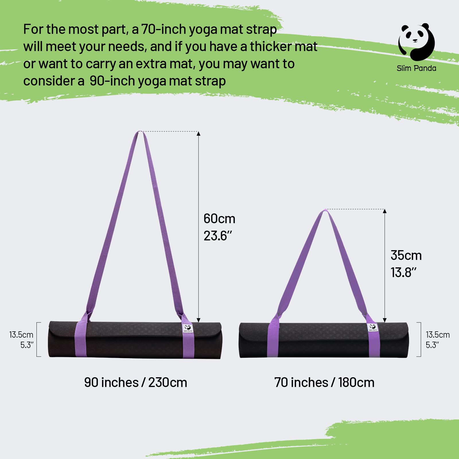 Slim Panda Yoga Mat Straps For Carrying,Adjustable Yoga Mat Carrier, Yoga Mat Sling(Yoga Mat Not Included)(Purple 2.3M)