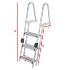 Extreme Max 3005.5284 Heavy-Duty Aluminum Pontoon & Dock Ladder with 15.75 Wide Fold-Up Steps - 3-Step, 300 lbs. Weight Capacity
