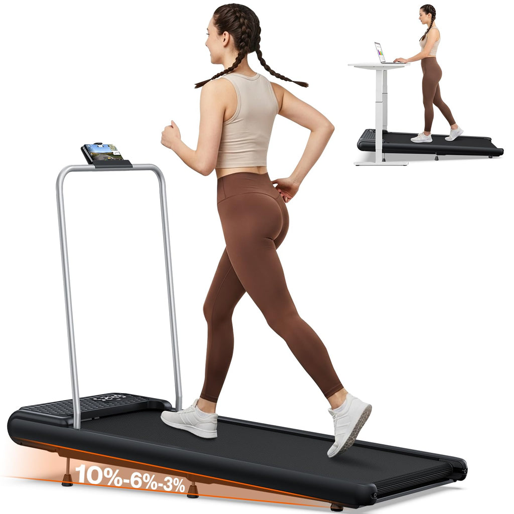 Wellfit 10% Incline Walking Pad, Under Desk Treadmill For Home Office Small, Only 29Lb Lightweight Smart Treadmill With Mute Rem