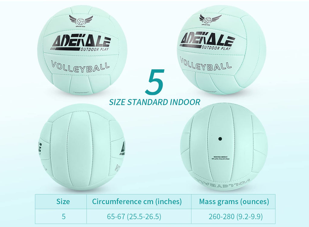 Adekale Official Size 5 Green Volleyball,Waterproof Soft Indoor Outdoor Volleyball For Game Gym Training Beach Play Suggest A Ch