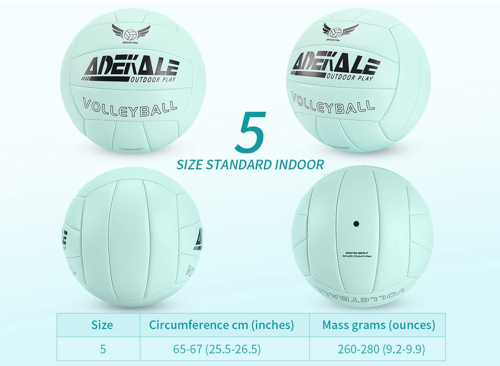 Adekale Official Size 5 Green Volleyball,Waterproof Soft Indoor Outdoor Volleyball For Game Gym Training Beach Play Suggest A Ch
