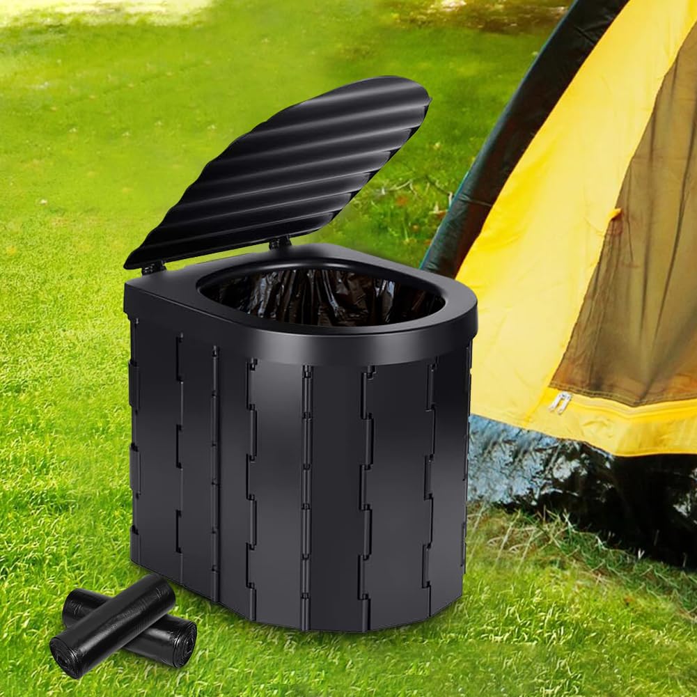 Flintronic Camping Toilet Bags, 120 Pcs (6 Roll) Portable Toilet Bags, Thickened Toilet Waste Bags, Camp Potty Liner Bag For Cam
