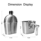 Afranti Stainless Steel Military Canteen 1Qt Portable Army Water Bottle With 0.5Qt Cup & Sleeves For Hiking Camping Climbing And