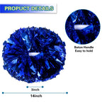 Lovecheer 2Pcs Pom Poms Cheerleading Blue Metallic Cheer Pom Poms With Baton Handle For Sports Team Spirit Party Cheering