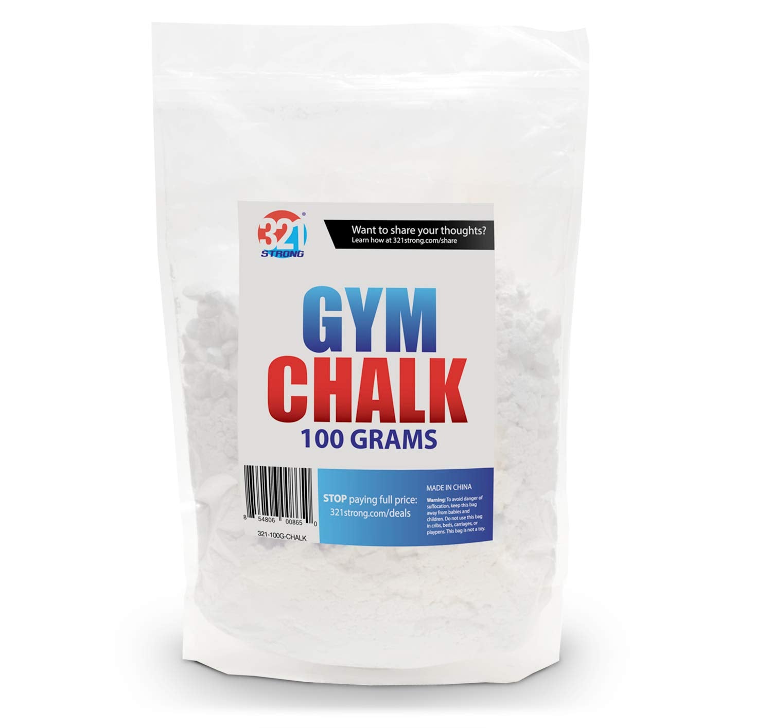 321 Strong 300 Gram (10.58 Oz) Or 100 Gram (3.52 Oz) Loose Gym Chalk - For Weightlifting, Rock Climbing, Kettlebells, And Gymnas