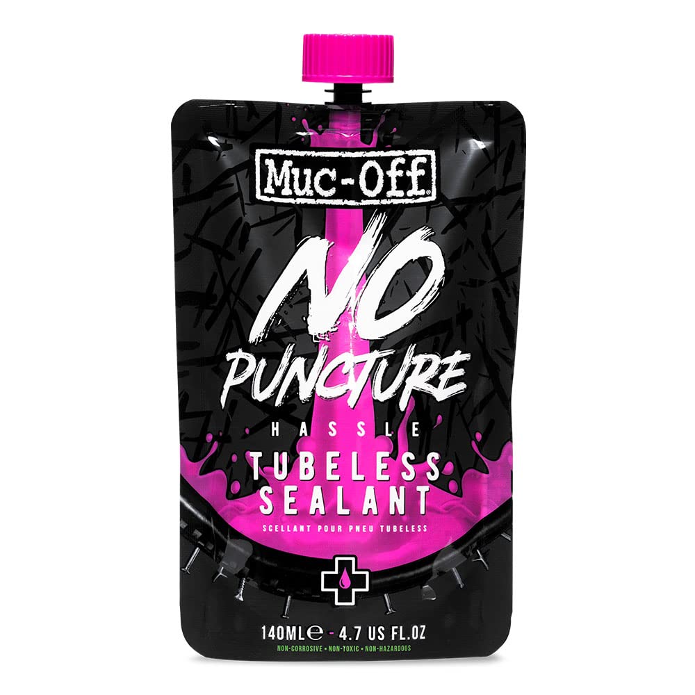 Muc-Off No Puncture Hassle Tubeless Sealant, 140 Milliliters - Advanced Bicycle Tyre Sealant With Uv Tracer Dye That Seals Tears
