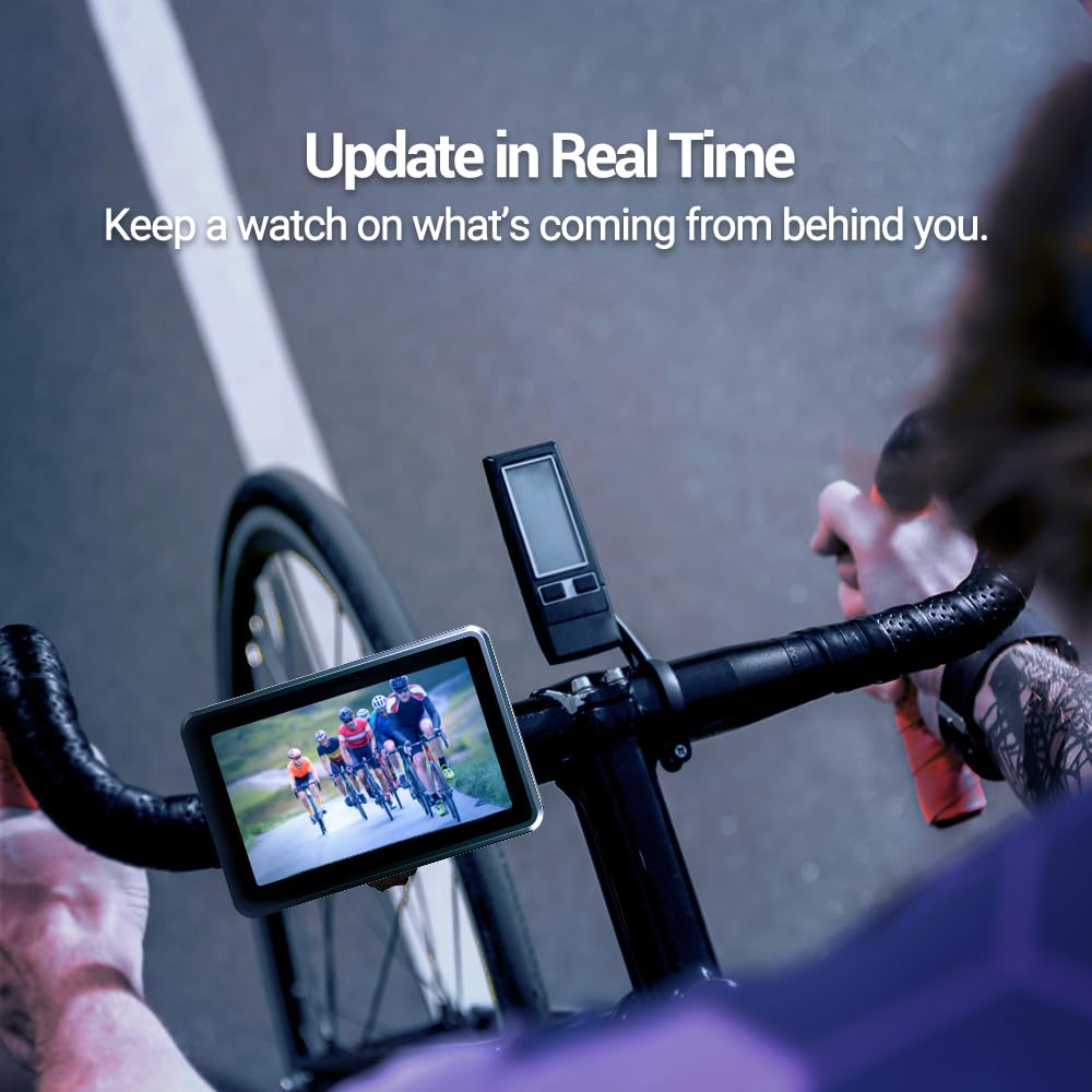 Feisike Handlebar Bike Mirror, Bicycle Rear View Camera With 4.3'' Hd Night Vision Function, 145    Wide Angle View, Adjustable