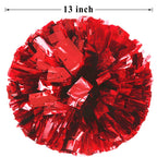 Puzine 4Pack 13'' Cheerleading Pom Poms With New Handle For Team Spirit Sports Dance Cheering Kids Adults 100G (4 Pack Red)