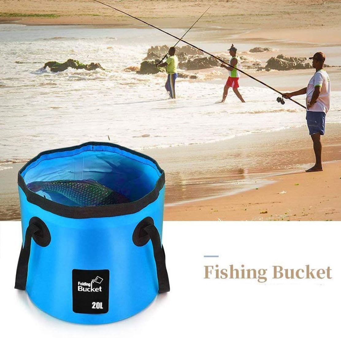 Banchelle Collapsible Bucket Camping Water Storage Container 20 L (5 Gallon) Portable Folding Foot Bath Tub Wash Basin For Trave