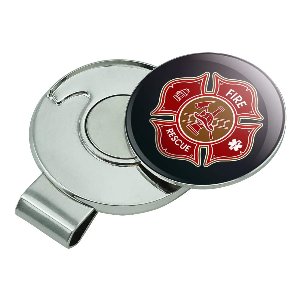 Graphics & More Firefighter Fire Rescue Maltese Cross Golf Hat Clip With Magnetic Ball Marker