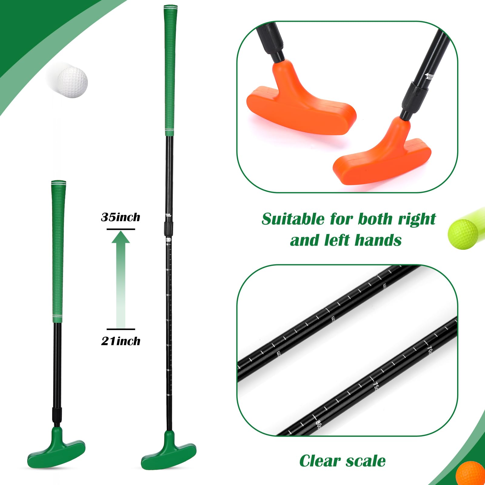 Liliful 12 Pack Golf Putters For Kids Two Way Mini Golf Putter With 12 Golf Balls Bulk Putter For Right Or Left Handed Golfers A